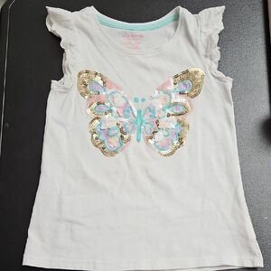 Isaac Mizrahi Kids Girls White Butterfly Sequin Top Size 4